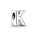 Silver DIY letter K charm bead for personalized bracelet minimalist accessory - Letter K