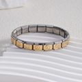 Bracciale modulare italiano in acciaio inossidabile con segno di pace oro e argento - oro bicolore