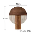Modern boho wall hanging with half-circle wood board and cream beige tassels - 40*50cm / Brown