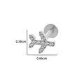 F136 Titan Ohrstecker in Flugzeugform mit Zirkonia-Inlay und flachem Labret-Verschluss - 1# Flugzeug-Design (Silber)