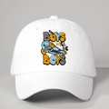 Weiße Baseballkappe aus Baumwolle mit Graffiti-Aufdruck und Brooklyn Skateboard-Motiv - Weiß