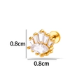 0,8 cm gouden roestvrijstalen labret-piercing met waaiervormige heldere zirkonia - Radiale Waaier Kroon Stijl (2630-8#) / Goud