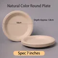 Biodegradable 7-inch natural sugarcane pulp plate with 18cm diameter for eco-friendly dining - 7 Inch Deep Plate Thickened / Natural
