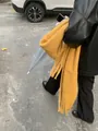 Thick ginger yellow faux cashmere scarf with long tassels for warm winter styling - Turmeric
