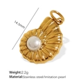 Gold plated stainless steel seashell pendant with imitation pearl and 14.5mm dimension - Gold Shell with Pearl Pendant