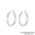 Minimalist silver steel hoop earrings with 25mm inner diameter and 5mm thickness - Inner Diameter 25mm Thickness 5mm (KE105505-LO)