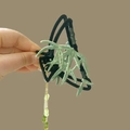 Bamboo style hair claw clip with green leaf embroidery and golden beaded tassels - Semi-Circle Claw