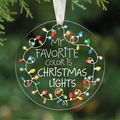 Clear acrylic Christmas ornament with colorful lights design and white silk ribbon - Favorite Color is Christmas Lights