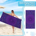 Macro detail of quick-drying microfiber beach towel with purple mandala 3D digital print - 150*75cm-250g / Purple Art Mandala