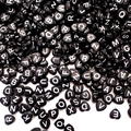 DIY black heart-shaped acrylic alphabet beads with white letters for jewelry making - Heart Shape Black White Letters (100pcs)