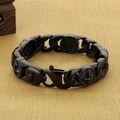 Bracciale da uomo in acciaio inossidabile nero con catena cubana e ancore - Nero