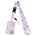 Boho-sleutelkoord met kaarthouder, roze en blauw kleurverloop met dromenvanger-motief - Gradiënt Dromenvanger / Lanyard & Kaarthouder Set