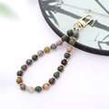 Detail of colorful stone beads phone strap with golden metal lobster clasp and spacers - K3416 Indian Agate Natural Stone Pendant