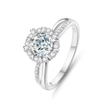Classic snowflake S925 sterling silver moissanite ring with twisted band and crown setting - Adjustable Open / Cluster Floral Shape (FDJZ-047)