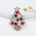 Macro detail of high-end Christmas tree brooch with colorful crystals on alloy base - Spiral Christmas Tree Wire