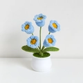 Handcrafted crochet blue lily of the valley flowers in a white ceramic pot - 5-Head Lily of the Valley Blue