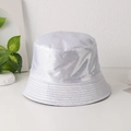 Silver laser metallic PU leather bucket hat with holographic glitter finish for women - M (56-58cm) / Silver Sequin