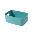 Lake blue plastic storage box with handles for desktop organization and kitchen storage - Green