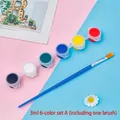 6-color acrylic paint set 3ml with brush for DIY Christmas doodle bags coloring - 6-Color 3ml Acrylic Paint Set A (With Brush)