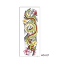 Waterproof full arm temporary tattoo sticker with green dragon and floral pattern WD-027 - WD-027/Green Body Red Mane Dragon and Flower