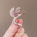 Elegant purple phoenix brooch with enamel gradient and small crystals, size 4.6x7.3cm - Purple