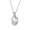 Silver Capricorn zodiac necklace featuring white shell inlay and mountain relief carving - Capricorn / Steel