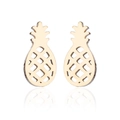 Detailed view of gold pineapple stud earrings featuring hollow metal texture and reflections - Gold
