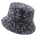 Reversible black bucket hat with all-over white graffiti style hand-drawn letter prints - 58cm / Black With Letter Print