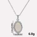 Detail view of oval white shell pendant with dimensions 2.3cm by 1.4cm and weight of 6.0g - Silver Mother of Pearl Necklace Set (S1996-S-W-N22)