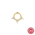 S925 sterling silver nose ring in gold finish with sparkling rhombus-cut white zircons - Gold #1
