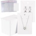 Cartes de présentation bijoux blanches avec sachets transparents pour colliers et boucles - K330 Carte Blanche 6x9cm / 100 Feuilles + Sachet 8*15 Avec Trous