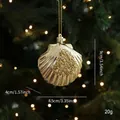 Addobbo natalizio a forma di conchiglia dorata con glitter e perle per l'albero - Stile Guscio