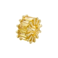 Detailed macro view of 18K gold-plated tube bead with inlaid yellow rectangle zircons - Gold Yellow Zirconia