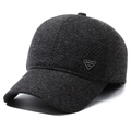 Dunkelgraue Herren-Winter-Basecap mit Ohrenklappen und warmem Fleecefutter für draußen - Grau (Dreiecks-Tag)
