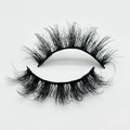 Macro shot of 20mm fluffy faux mink eyelashes with thick Russian volume and messy curl - BGN38-20F