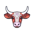 Perle en silicone tête de vache rouge-brun et rose avec cœur pour loisirs créatifs - Buffle Totem