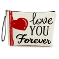 Neceser de lona con estampado love YOU Forever y una correa de muñeca negra - Estilo Corazón Love YOU Forever (Con Correa) / 17x25cm