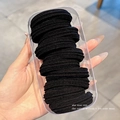 Set of 20 high-elasticity black hair ties neatly packed in a clear rectangular storage box - 10 Pieces in Box / 9# Black