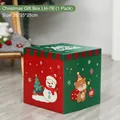 25cm red and green Christmas gift box with snowman and reindeer illustrations - LH-7B (1 Pack)
