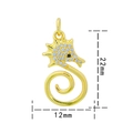 Golden seahorse pendant with white diamonds, 22x12mm size, micro-pave jewelry piece - Gold White Zirconia-Seahorse 1435