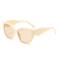 Occhiali da sole cat-eye oversize retrò color beige con lenti marroni sfumate - Montatura Bianco Sporco / Lenti Tè