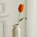 Handmade crochet orange tulip flower in white ceramic vase for home decoration - Closed Tulip (Single) / Orange