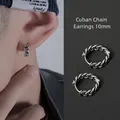 Orecchini a cerchio in maglia cubana argento da 10 mm per uomo in stile retrò minimalista - X130-A (Cerchio 10mm)