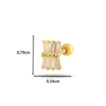 Golden cartilage piercing stud with rectangular zircon and spherical back screw cap - 3# Gold
