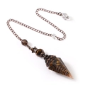 Antique silver hex cone pendulum pendant with tiger eye resin and bronze chain - Tiger Eye (Antique Bronze)