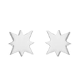 Close-up of silver octagonal star earrings in minimalist stainless steel design - Eight-pointed Star / Steel