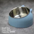 Blue tilted stainless steel cat bowl in small size 400ml for neck protection - 400ml / Nordic Blue
