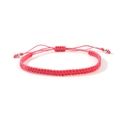 Pink handmade woven cord bracelet featuring adjustable slider and silver bead accents - Pink