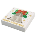 White Christmas gift box with 6 compartments and gold Merry Christmas text - Chocolate Box - Bell (6 Grids)