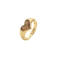 Minimalist gold open heart ring with colorful zircon micro-pave stones for women - Pave Colorful Heart
